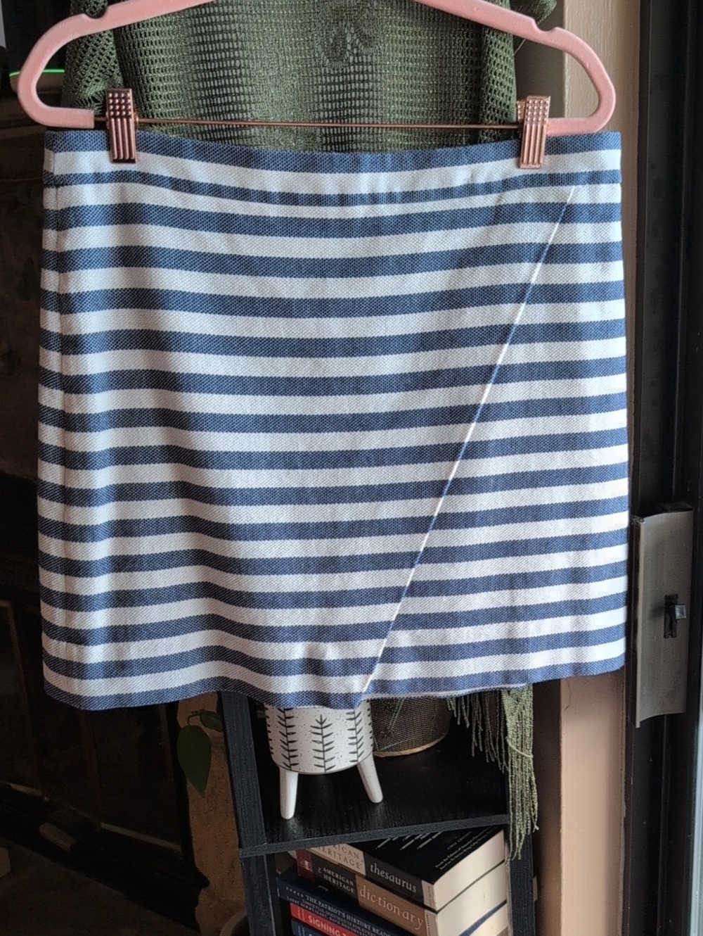 J. Crew Navy and White Striped Mini Skirt